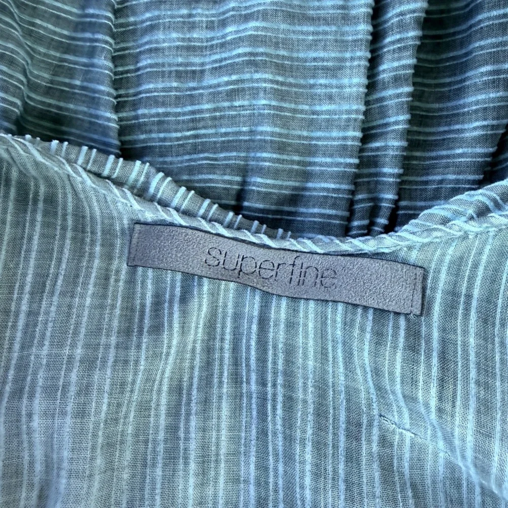 SUPERFINE Teal Striped Avent Garde Cotton Sleeveless Mini Dress - - Picture 6 of 7